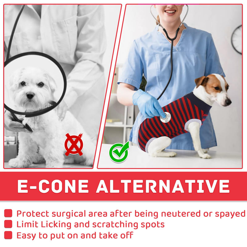 BRKURLEG Recovery Suit for Dogs, Pet Recovery Suit After Surgery, Male Female Dog Neuter, Abdominal Surgical Suit, Striped Puppy Doggy Onesie Snugly Vest for Abdominal Wounds Anti-Licking, XL X-Large Red Stripes