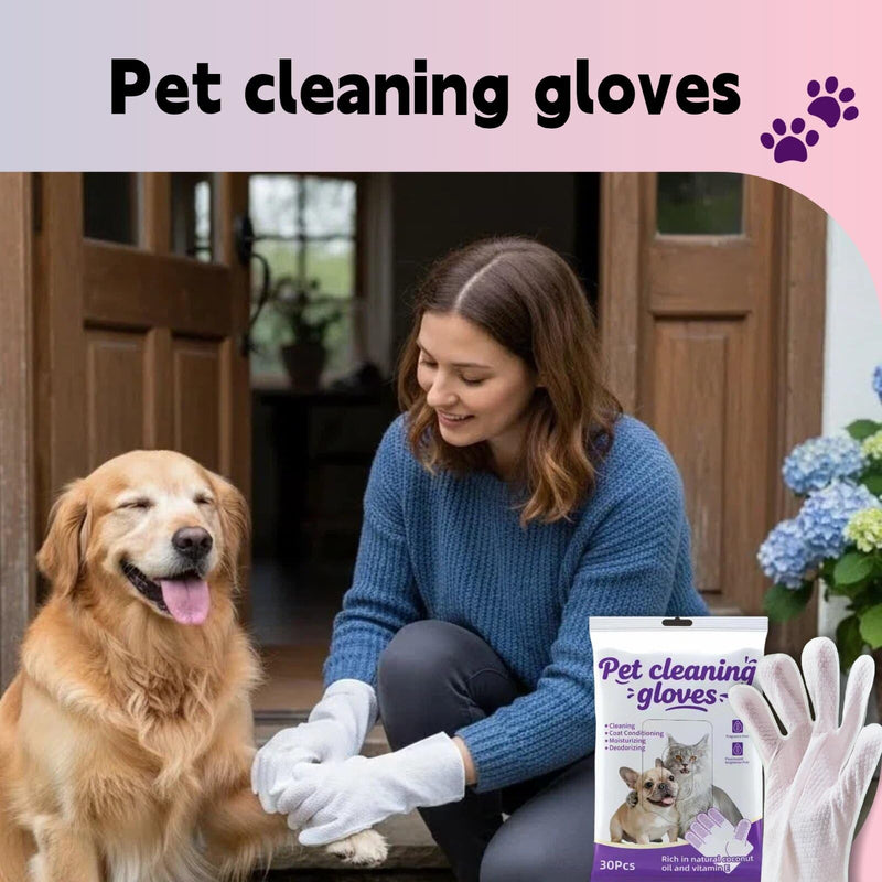 30 Pcs Pet Glove Wipes for Dogs & Cats, Extra Thick Unscented Cleaning & Deodorizing Wipes, Coconut Oil Low Sensitivity, No-Rinse Dry Cleaning for Paws, Face, Ears & Buttocks, Daily Care & Travel - PawsPlanet Australia
