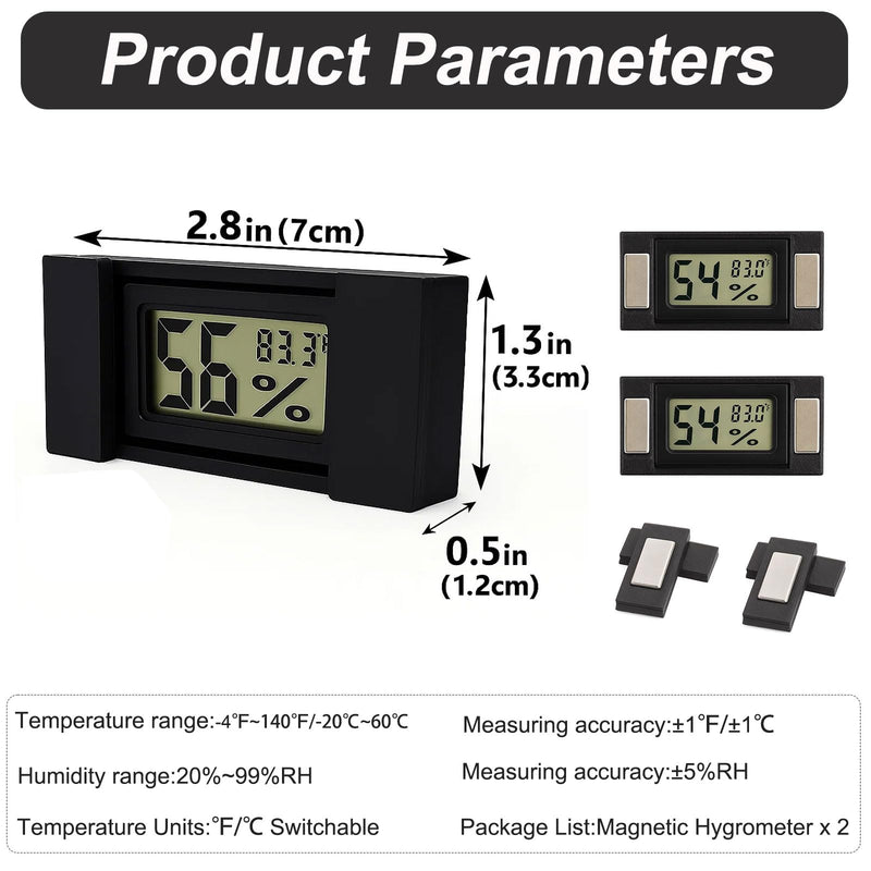 2pcs Magnetic Reptile Thermometer and Humidity Gauge,Fast Accurate Hygrometer Thermometers Terrarium Tank Accessories,for Bearded Dragon,Jumping Spider,Snake,Tortoise,Crab,Ball Python,Gecko (Black) Black - PawsPlanet Australia