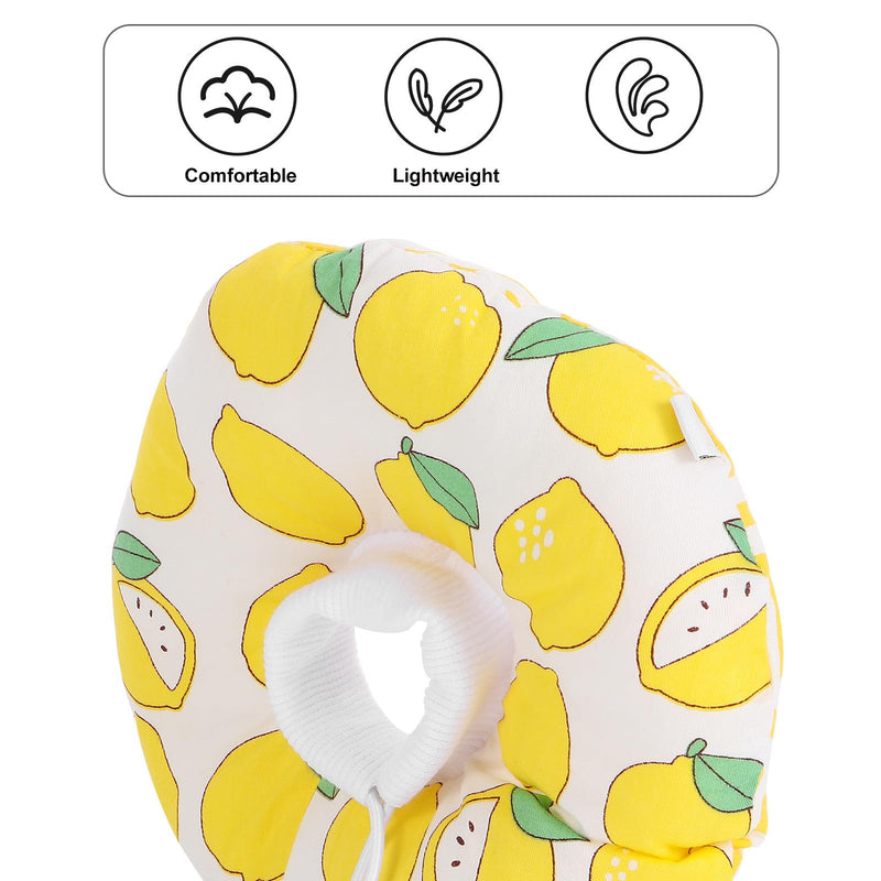 Wound protection for cats and kittens after surgery with cotton. Lightweight surgical collar in yellow for pain relief and wound healing during the recovery phase.