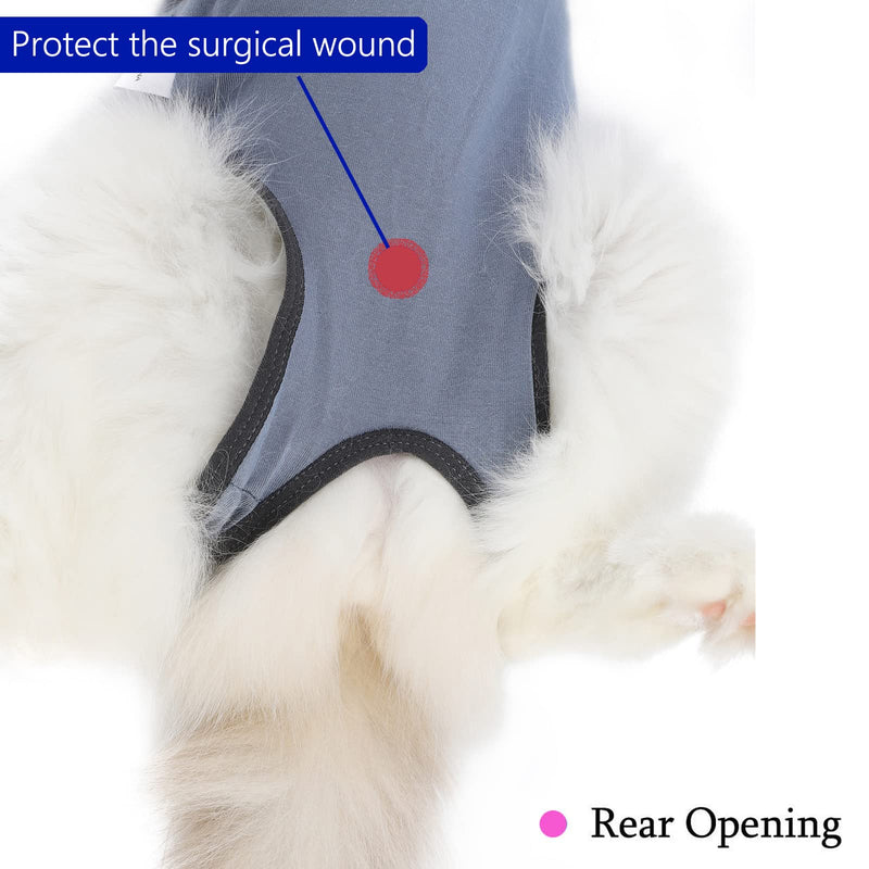 kzrfojy Cat Surgery Recovery Suit Cat Onesie for Cats After Surgery Spay Surgical Abdominal Wound Skin Diseases E-Collar Alternative Wear (Grey-Blue-L) Large Grey-blue