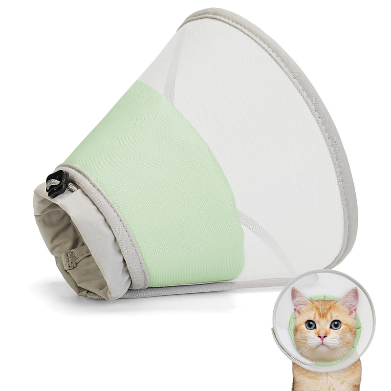 Supet Soft Cat Cone Collar to Stop Licking, Breathable Mesh Cone with Waterproof Liner Recovery Collar, for Kitten, Comfortable Elizabethan Alternative for Spay Neuter Grooming (M) Green M