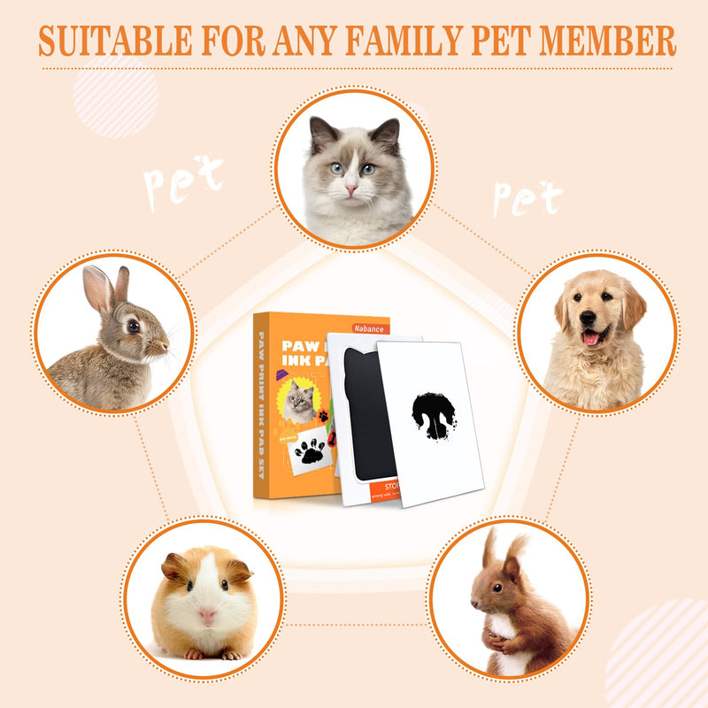 Nabance Paw Print Kit for Dog Cats, Pet Paw Print Impression Kit, 4 Inkless Print Pads, 8 Imprint Cards, Nose Print Stamp Pad for Dogs, Clean Touch Pet Footprint Kit, Pet Paw Ink Pad Family Keepsake 4-Pack Black-Pet Shape - PawsPlanet Australia