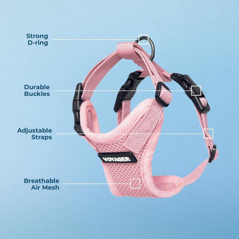 Voyager Step-in Lock Pet Harness - All Weather Mesh, Adjustable Step in Harness for Cats and Dogs by Best Pet Supplies - Pink, S Harness (Pink) S (Chest: 15 - 18") - PawsPlanet Australia