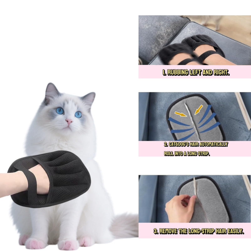 2Pcs Pet Hair Remover Gloves for Cats & Dogs, Electrostatic Pet Hair Removal Glove Brush, Upgraded Reusable Animal Fur Removal Tool, Pet Grooming Gloves for Clothing, Couch, Carpet, Car Seatd - PawsPlanet Australia