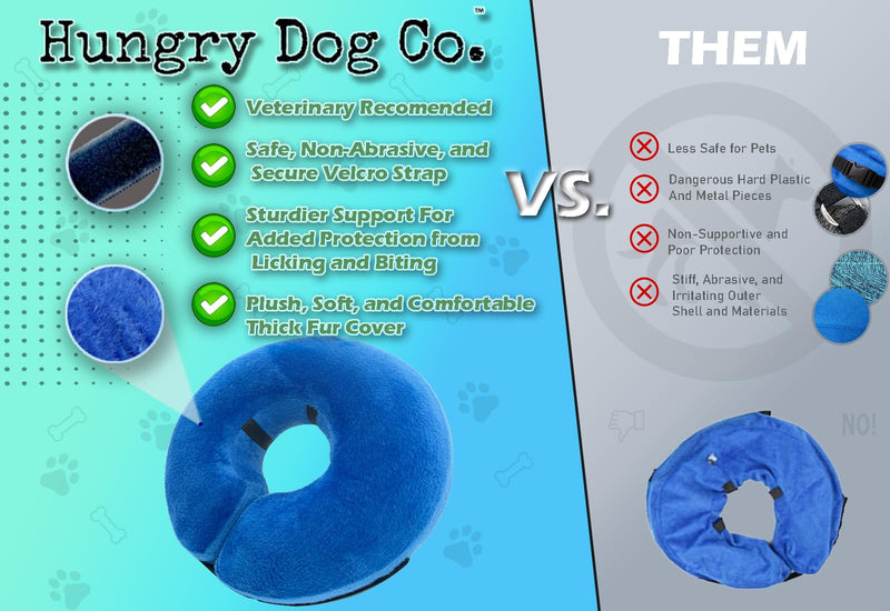 Hungry Dog Co.- Premium Inflatable Dog Collar for Dogs and Cats - Helps in Pet Recovery - Comfortable and Safe for Your Pet – Soft E-Collar – Blue, Small (5”- 8” Neck) Small (5”-8”Neck) - PawsPlanet Australia