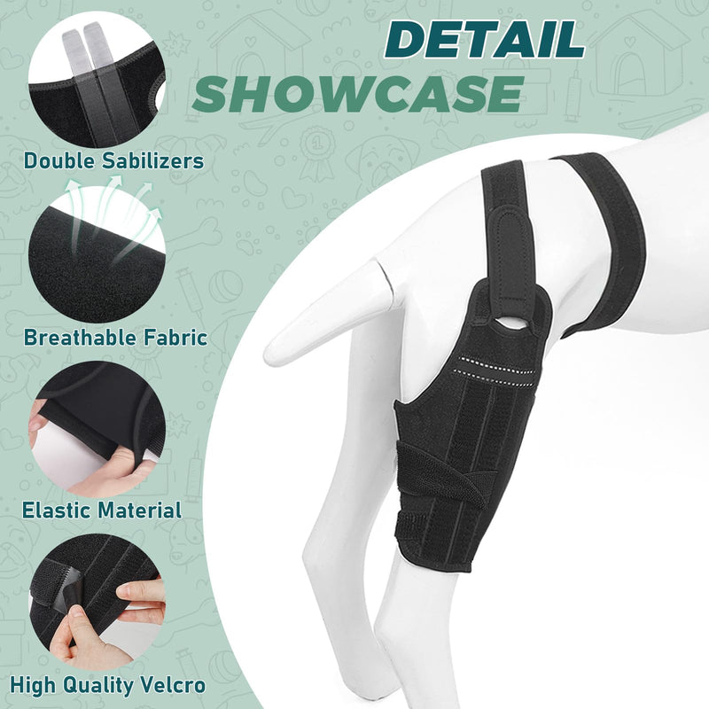 Dog Knee Brace for Back Leg – Adjustable Support Brace with 2 Metal Strips for ACL, CCL, Hip Dysplasia & Ligament Injuries, Fits Small, Medium & Large Dogs, Pain Relief & Stability (Left Leg, 2XL)