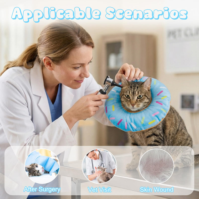 Blue Soft Cat Cone Collar Comfortable Adjustable Donut Recovery Collars Lightweight Elizabeth Collar Post-Surgery Wound Care Anti-Licking and Biting for Small Cats Blue