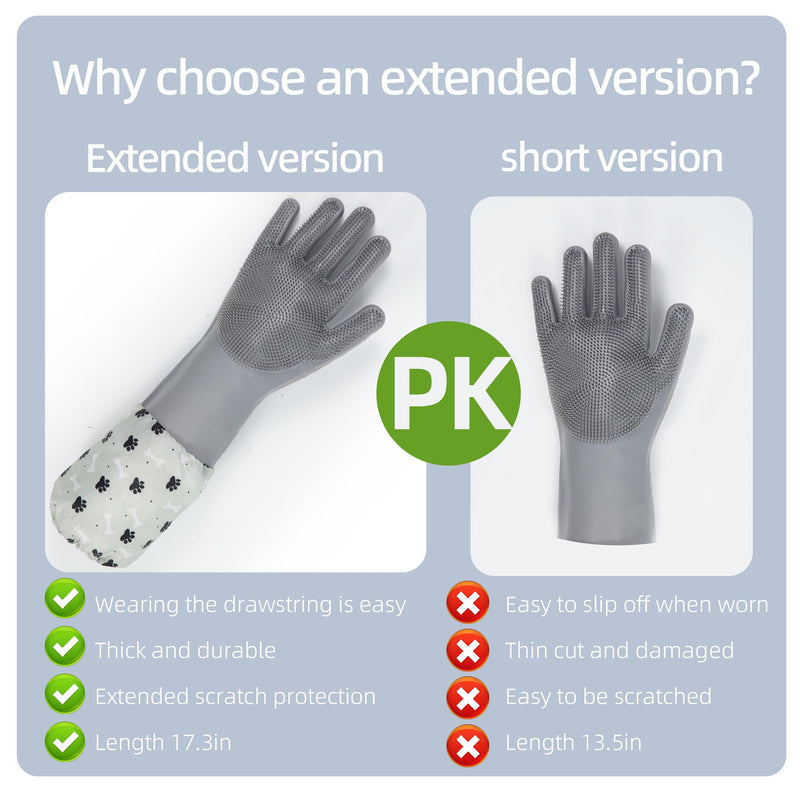 Dog Washing Gloves Finger Toothbrush,2-in-1 Pet Shower Set,Dog Bath Gloves with Extended Length,Comfortable Dog Bath Gloves for Gentle Bathing Efficient, Multifunctional Silicone Pet Gloves - PawsPlanet Australia