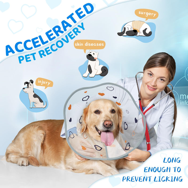 Dog Cone After Surgery - Soft, Comfortable, Adjustable Recovery Collar for Large, Medium, Small Dogs - Stop Licking with Soft Protect Edge (Love, M) Love