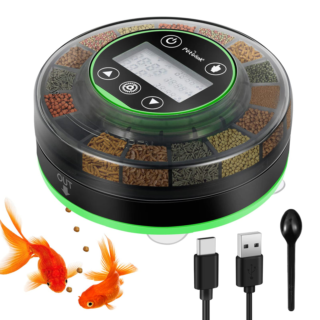 Automatic Fish Feeder for Aquarium - Moisture-proof and Precision Feeding Betta Vacation Feeder, USB Rechargeable Auto Fish Food Dispenser with Timer,LCD display CY-109C