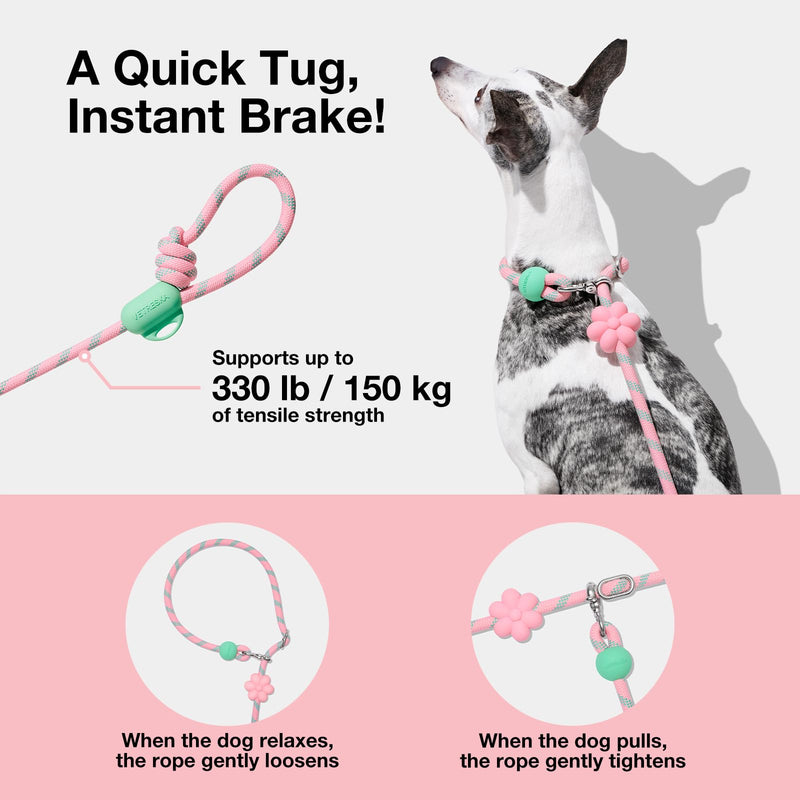 VETRESKA Hands-Free Dog Leash, 8FT Adjustable Rope Leash for Medium Large Dogs, Waist/Crossbody Slip Lead Leashes for Walking, No Pull Dog Leashes with Bag Dispenser, Clip, 3 in 1 Walk Kit (Flora) Flora Pink - PawsPlanet Australia