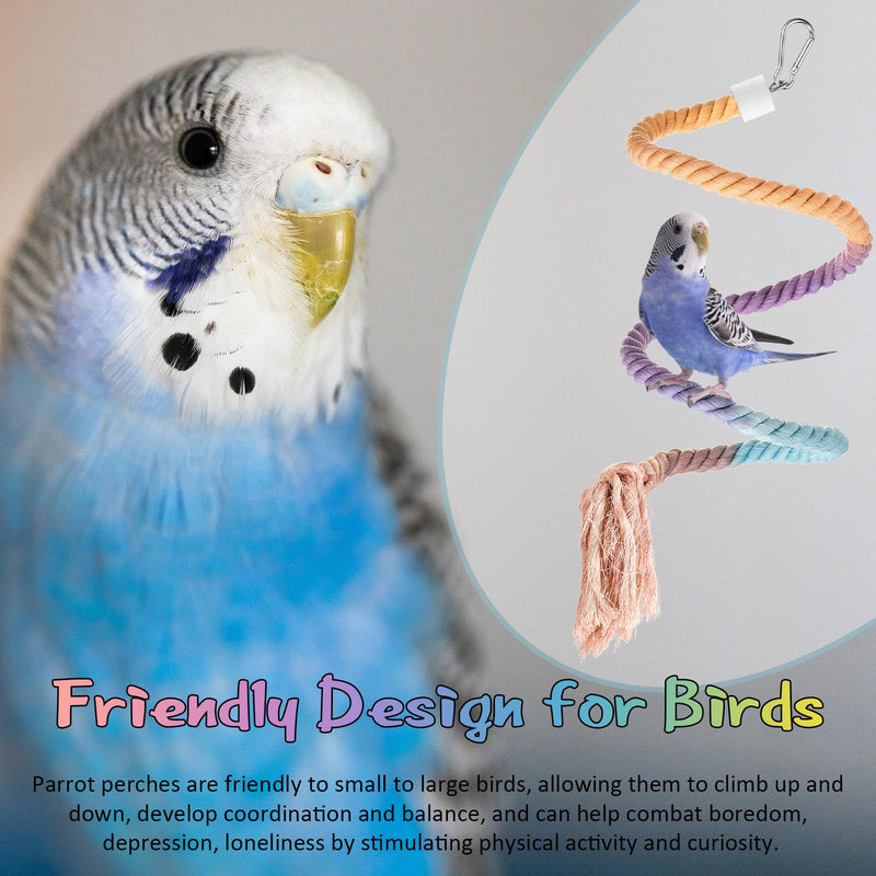 2 Pcs Gradient Bird Rope Perches Birdcage Swing Toy for Parrots Birdcage Cotton Swing Climbing Rope Standing Bungee Toy Accessory for Parrots, Cockatiel, Parakeet, Lovebird, Budgie(39.4'') 39.4'' - PawsPlanet Australia