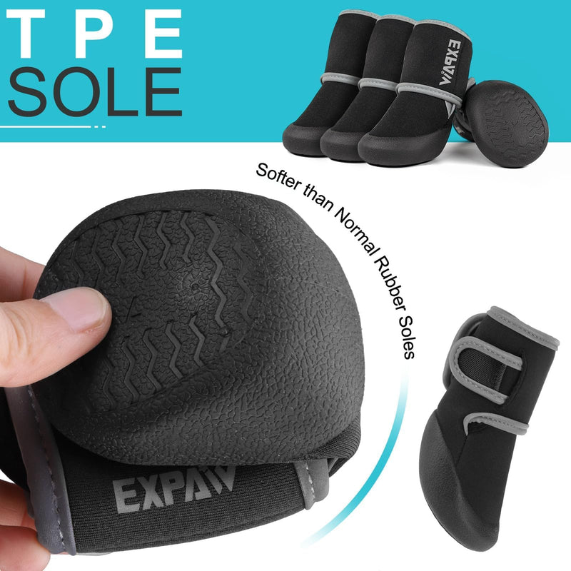 EXPAWLORER Waterproof Dog Shoes for Small Medium Large Dogs, Dog Shoes for Hot Pavement, Hiking Walking, Reflective Dog Booties for Outdoor Snow Rain Days, Anti-Slip Dog Boots & Paw Protectors Black M - PawsPlanet Australia