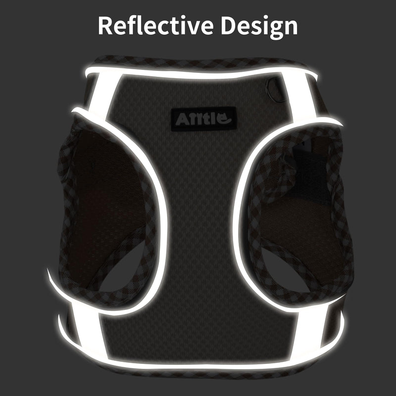 AIITLE Teacup Puppy Harness with Leash - Adjustable Soft Vest with Magic Tape & Reflective Safety Strips, Easy-Put-On for Poodles, Pomeranians - Gym, Hiking, Travel (Brown-Beige, S) Brown-Beige S(Chest: 13.5 - 15") - PawsPlanet Australia