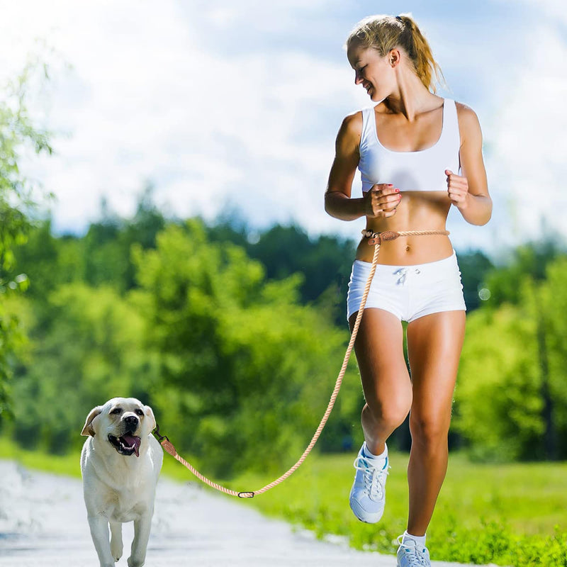 Mile High Life Hands Free Dog Leash, Crossbody Waist Leash with Genuine Leather Connection, Multifunctional Adjustable Slip Lead for Dog Walking Running (Light Brown, 8FT) Light Brown 8FT Hands Free - PawsPlanet Australia