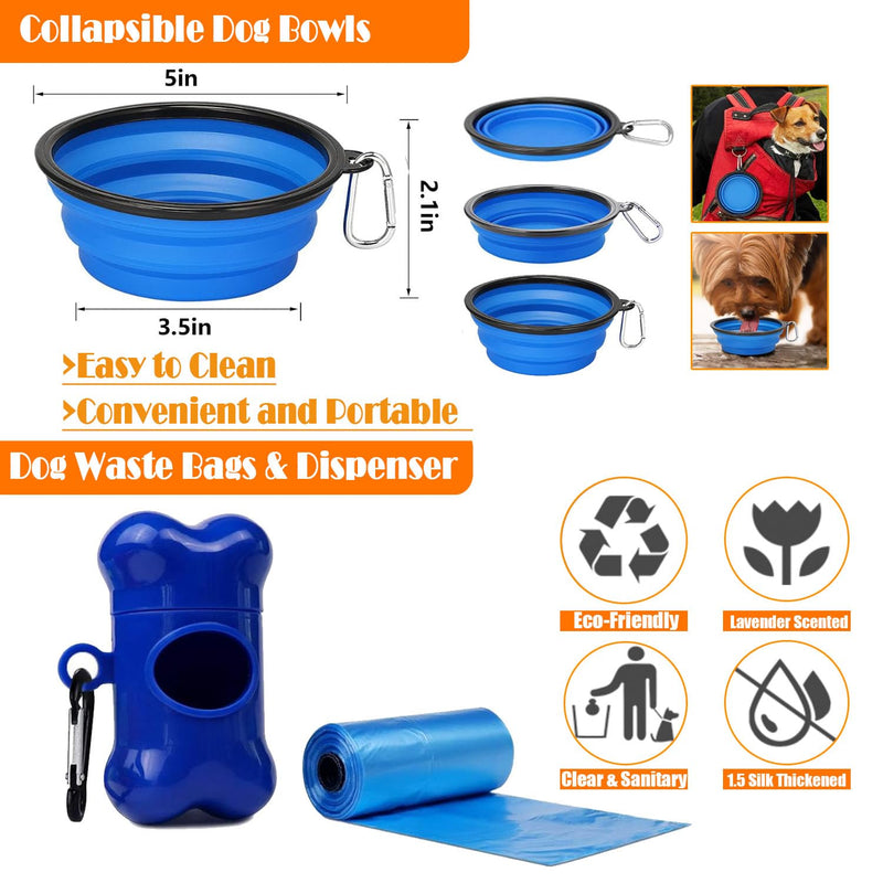 No Pull Dog Harness, Collar & Leash Set | Includes Dog Seat Belt, Collapsible Bowls & Poop Bag Dispenser. Ideal for Training, Walking, Hiking. Fits Small to Large Dogs(Blue-S) Blue - PawsPlanet Australia
