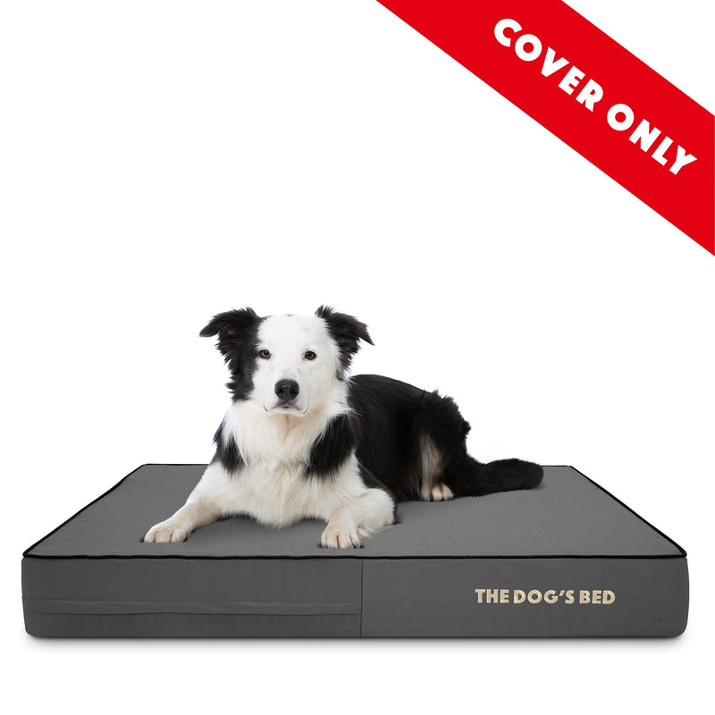 The Dog's Bed Replacement Outer Cover ONLY (Outer Cover ONLY - NO Bed, NO Waterproof Inner) for The Dog's Bed, Washable Oxford Fabric, Large 6 Inches (Grey with Black Piping) Grey with Black Trim Large Spare Cover (6" Deep) - PawsPlanet Australia