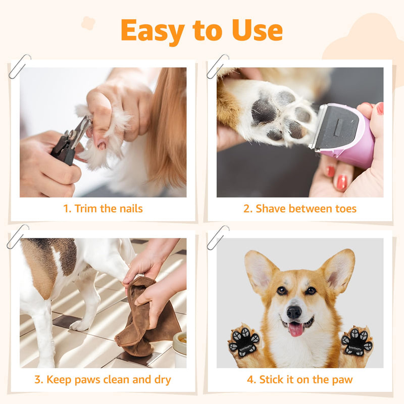 Dog Paw Protector for Senior Dogs - Anti-Slip Dog Paw Pads for Dogs Traction on Hardwood Floors, Paw Grips Stickers with Stronger Adhesive for Slippery Floors, 12 Sets (48pcs) Leaf Black XXXL Black｜Leaf Shape - PawsPlanet Australia