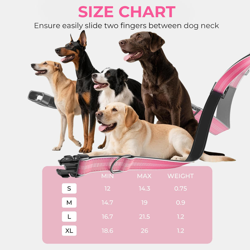 Waterproof AirTag Dog Collar - Reflective Comfortable Dog Collars with Air Tag Holder - GPS Dog Tracker Collar with Quick Easy Install - for Large Medium Small Dogs(Pink, M) M(14.7"-19") PINK - PawsPlanet Australia