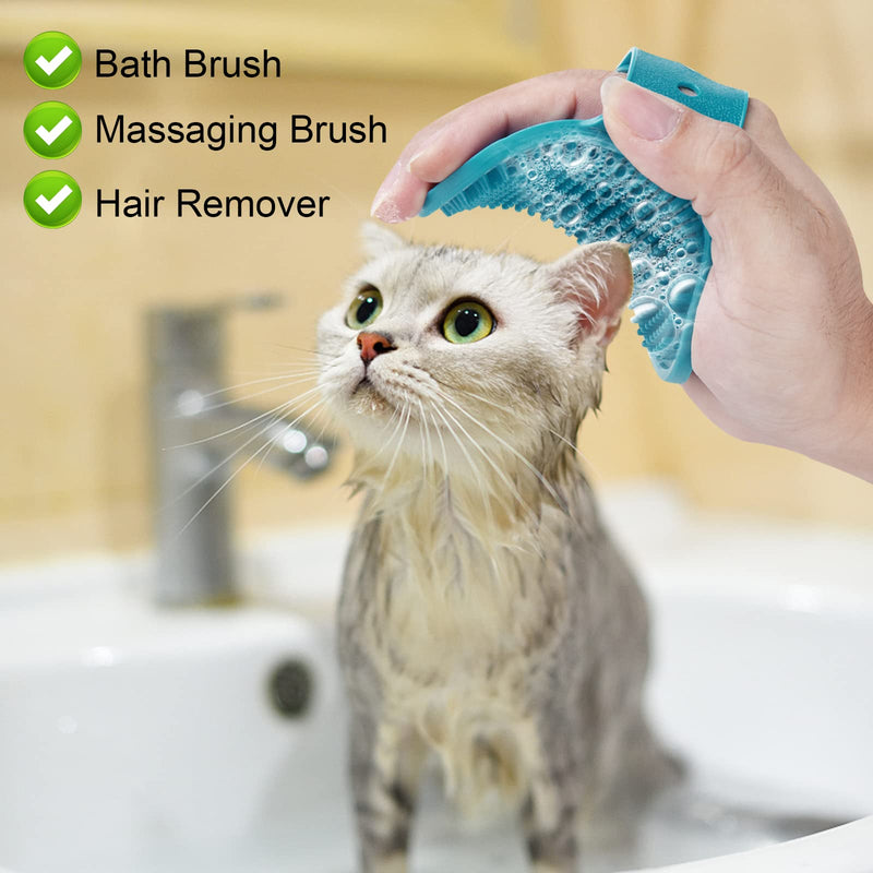 Cat Bag for Bathing Set with Cat Grooming Washing Bag Adjustable Pet Shower Brush - Cat Bathing Mesh Bag Anti Scratch Anti Bite Soft Durable for Cats & Dogs Restraint Grooming Nail Trimming Washing Green-DP