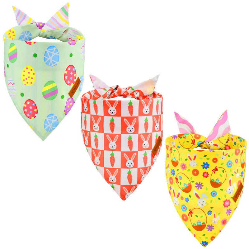 Vehomy Easter Dog Bandanas 3Pack Reversible Pet Spring Scarf Dog Triangle Scarf Puppy Rabbit Easter Egg Carrot Pattern Pet Bandana Bib for Small Medium Large Dogs - PawsPlanet Australia