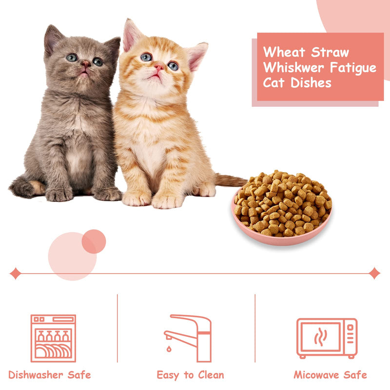 6-Pieces Whisker Fatigue Cat Bowl - 5.5 Inch Shallow Cat Food Dish Wide Cat Wet Feeding Bowls, PET Plate for Kittens and Short Legged Cat, Wheat Straw - PawsPlanet Australia