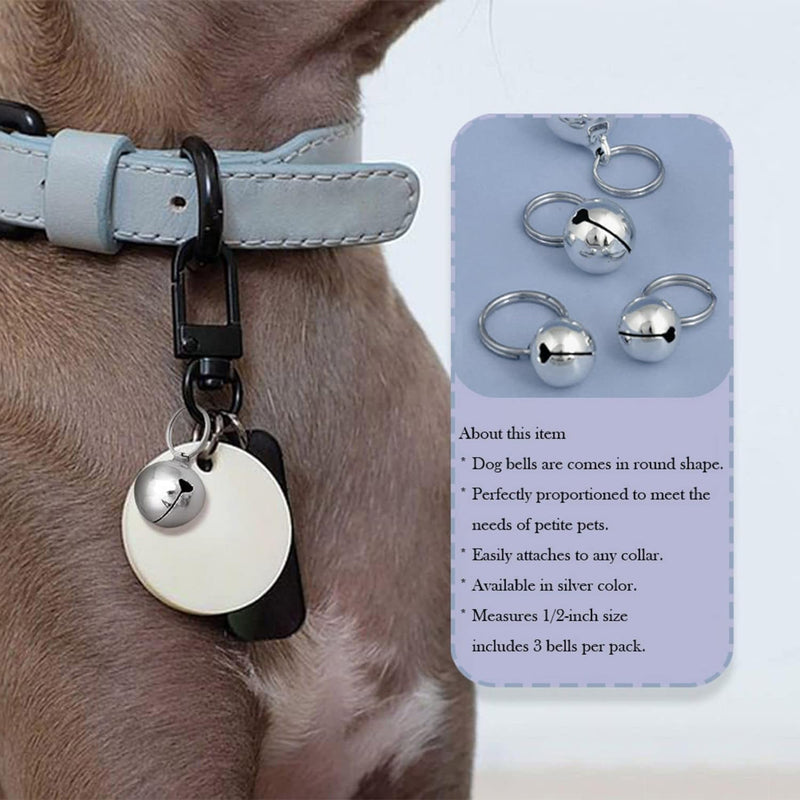 SKYPIA 3 Pack Pet Bells for Dog Cat Collar Charm Pet Pendant Accessories Stainless Steel Anti-Lost Training Bells for Collars Pet Pendant Accessories 1/2-Inch Silver Silver-3 - PawsPlanet Australia