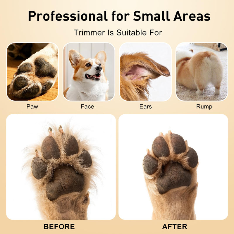 2-in-1 Dog & Cat Paw Hair Trimmer & Nail Clipper with 2 LED Lights, Splash Guard & Safety Lock, Micro Pet Claw Hair Trimmer Shaver for Paws, Ear, Eye, Face, Extra Sharp Rechargeable Grooming Tool - PawsPlanet Australia