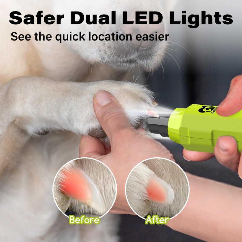 Casfuy 6-Speed Dog Nail Grinder - Newest Enhanced Pet Nail Grinder Super Quiet Rechargeable Electric Dog Nail Trimmer Painless Paws Grooming & Smoothing Tool for Large Medium Small Dogs Green
