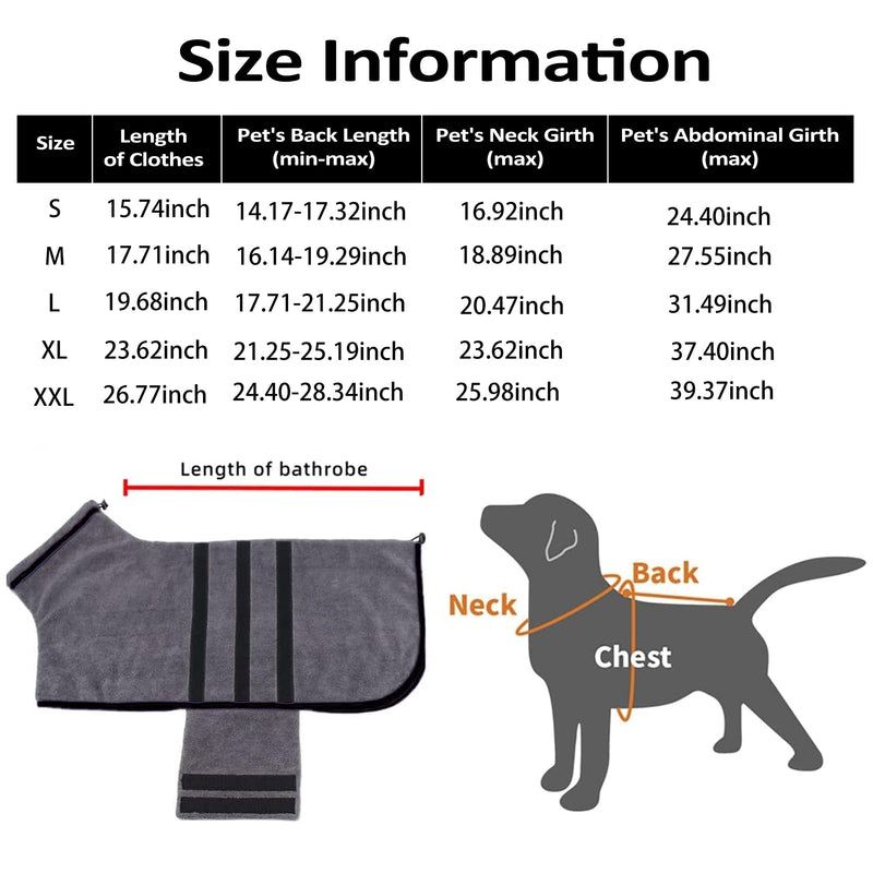 Microfibre Dog Bathrobe Dog Towel Wrap Super Absorbent Dog Drying Coat Bath Robe for Puppy, Medium & Large Dogs, Fast Drying, Adjustable, for Pet Dogs & Cats Black X-Large - PawsPlanet Australia