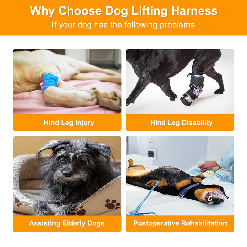 Dog Lifting Harness,Dog Support Harness Slings for Back Legs,Adjustable Assistance Support Strap for Injured,Disabled,Elderly Dogs (S) S Gray