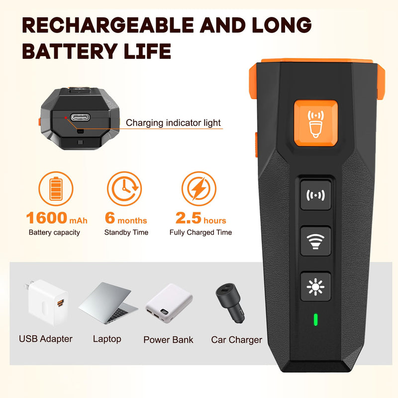 Dog Bark Deterrent Device Ultrasonic Anti-Barking Devices with 3X Sonic Emitters Indoor Outdoor Use Rechargeable Safe for Dogs Training(Black)
