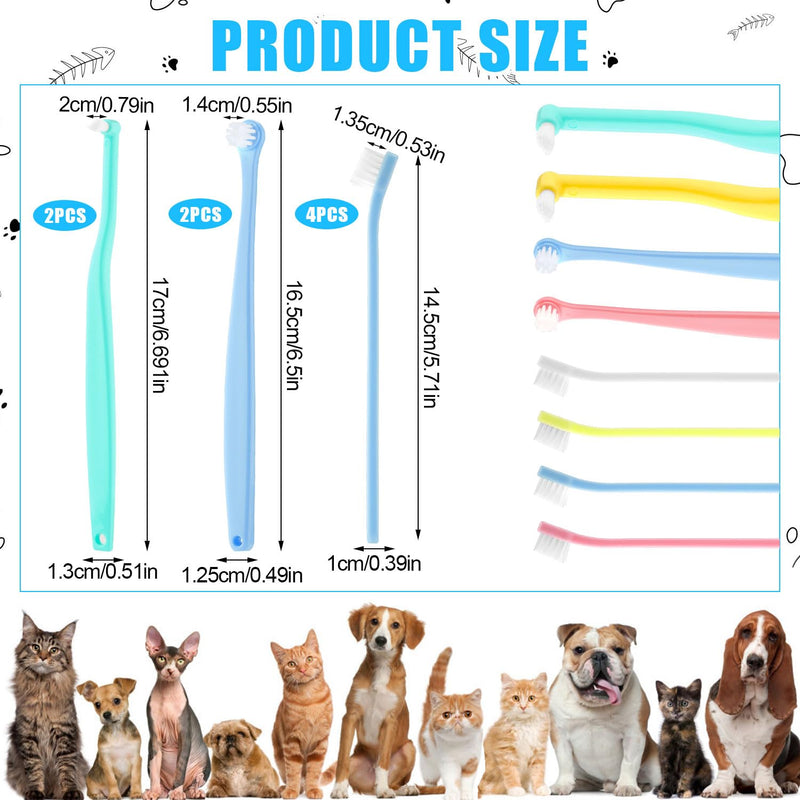 8-Piece Dog Toothbrush Set, 3 Designs, Cat and Dog Toothbrush, Micro Brush Head, Puppy Toothbrush, Soft Bristles, Dental Care Set for Dogs to Remove Plaque (Colour 1)