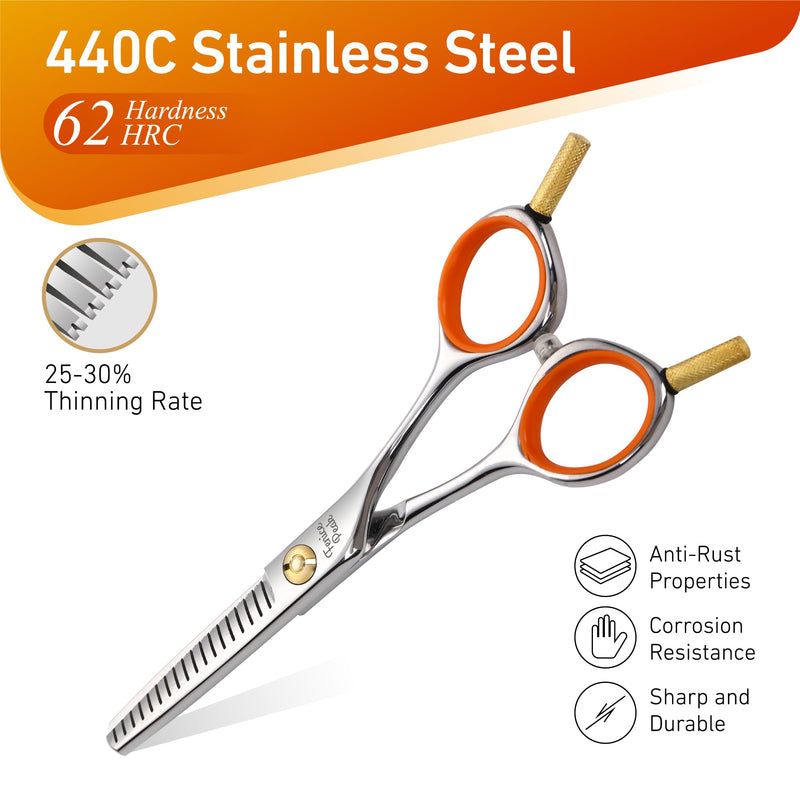 Fenice Peak 5'' Small Thinning Scissors Lightweight Dog and Cat Grooming Scissors with Safety Round Tip JP440C Stainless Steel Sharp Blades for Body Facial Nose Ear and Paw Hair Easy Use Thinner 5" - PawsPlanet Australia