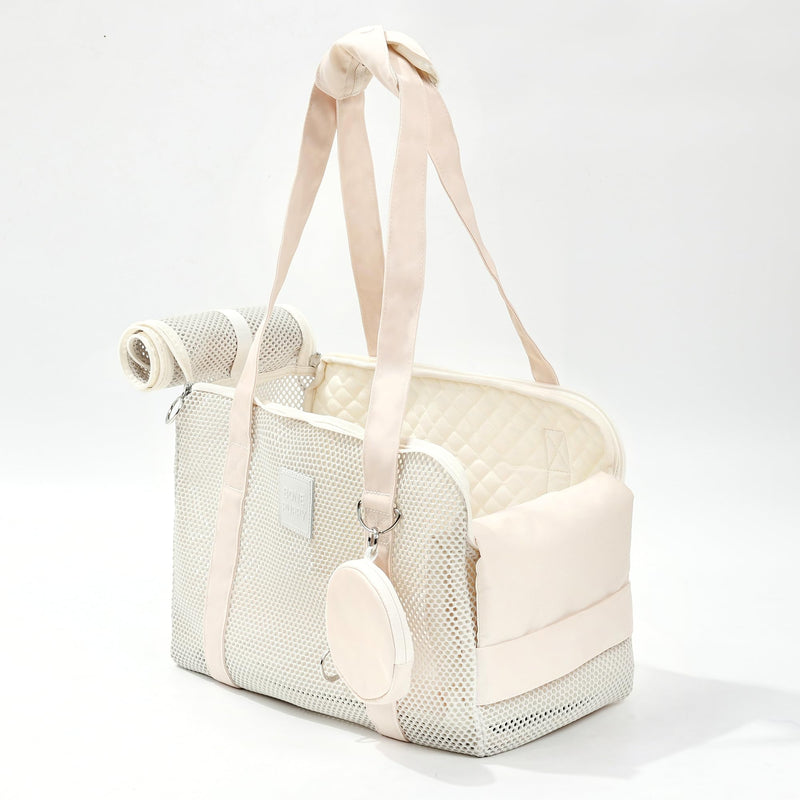 Pet Breathable Mesh Tote Bag, Pet Hands-Free Shoulder Bag,Dog and Cat Lightweight and Comfortable Pet Shoulder Bag, Pet Carrier Purse for Small Dog Cat（Can Hold 10 Pounds） Beige - PawsPlanet Australia