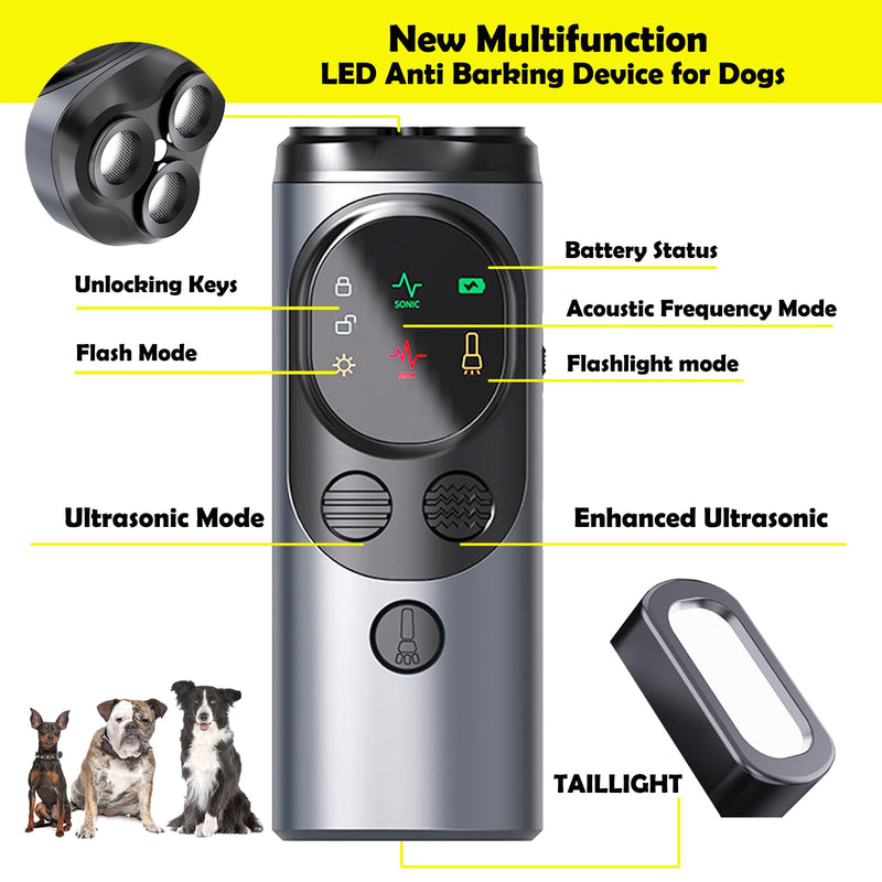 Upgrade Anti Barking Device for Dogs, Multi-Function LED Ultrasonic Bark Control with Flashlight/HD Display, Professional Dog Training Tool with 3X Sonic Emitters Ultra - PawsPlanet Australia
