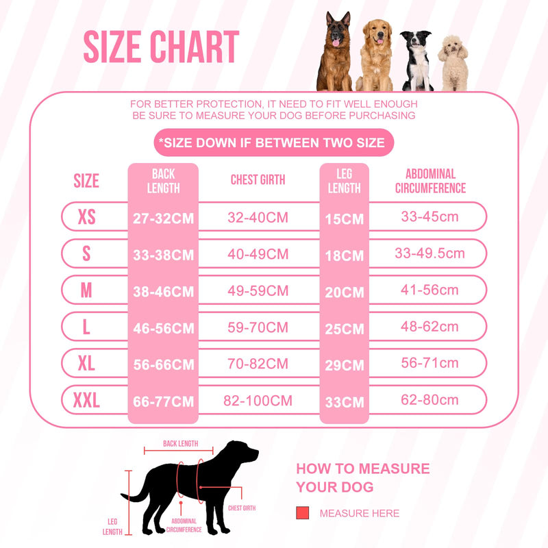 Arblina Dog Surgery Recovery Suit, Breathable Dog Recovery Suit for Hind Legs, Soft Dogs Leg Wound Protector for Small/Medium/Large Dogs, Male/Female Dogs Onesie After Surgery, Pink XL XL (Back Length 56-66cm, Weight 27.2-36.3KG)