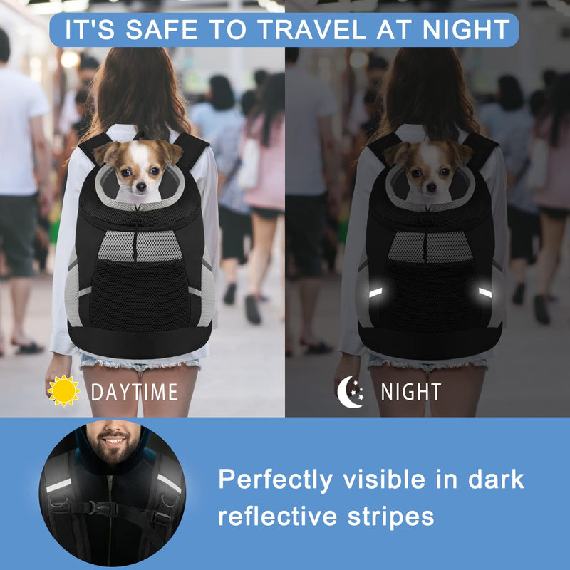 SMONT Dog Backpack Carrier Pet Lightweight Dog Carrier Backpack Small Dog Front Backpack Breathable Dog Carriers for Small Dogs with Safety Belt for Outdoor Hiking Travel Use S (2-7 lbs) Black Small(2-7 Ibs) - PawsPlanet Australia