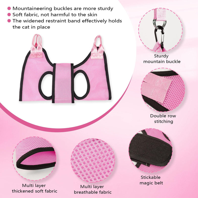 Dog Grooming Hammock, Cat/Small Dog Hammock for Nail Trim, Hanging Harness for Claw Care,Grooming Sling Holder Hanger with Thick Fabric Neck Support Wide Strap Restraint(Pink,xs) Pink - PawsPlanet Australia