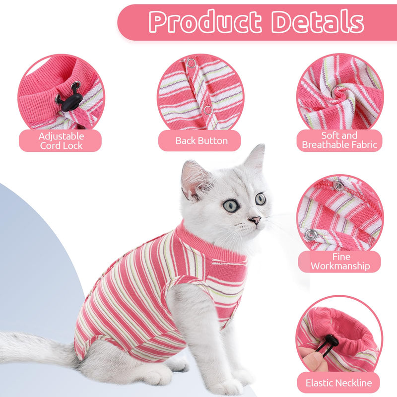 Queenmore Cat Recovery Suit - Post-Surgery Bodysuit, Cone of Shame Alternative for Cats - Anti Licking (Pink, M) Medium Pink