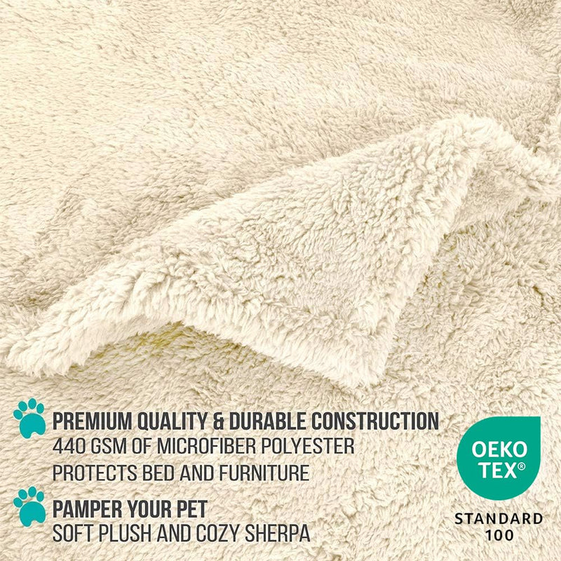 PetAmi Fluffy Waterproof Dog Blanket for Medium Large Dogs, Soft Warm Pet Sherpa Throw Pee Proof Couch Cover, Reversible Cat Bed Blanket Sofa Protector, Plush Washable Pad (Beige Cream, 40x60) Large (40x60) Beige - PawsPlanet Australia