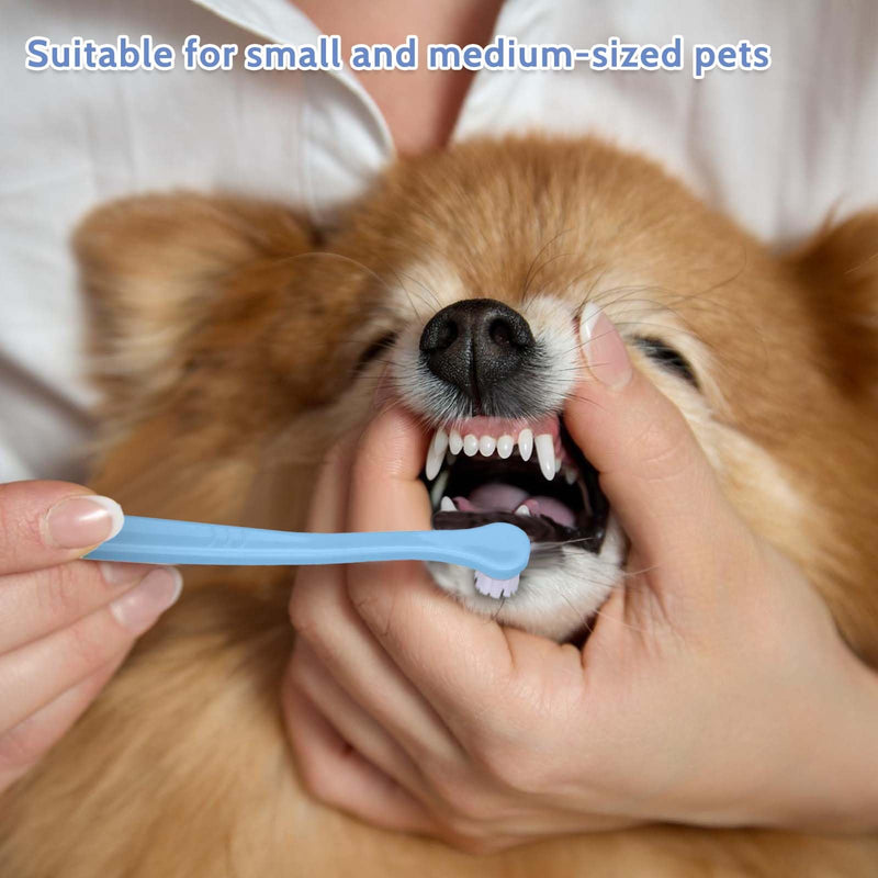 2 Pack Dog Toothbrush Cat Tooth Brush Pet Toothbrush Puppy Toothbrush Mini Head Soft Dog Toothbrush Deep Clean Kit for Puppy, Kitten, Small Dog & Cat, Portable Travel Friendly and Easy to Use Blue + Pink - PawsPlanet Australia