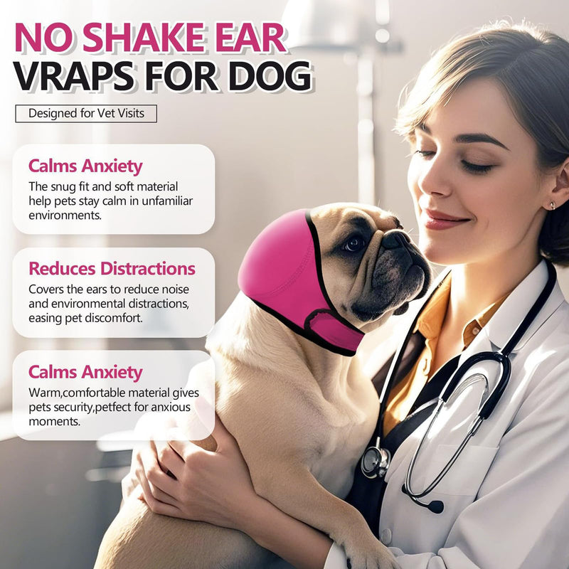 Dog Ear Protectors Small Rose Pink Waterproof Dog Ear Muffs Adjustable Dog Snood Ear Protector For Bath Grooming And Noise Situations