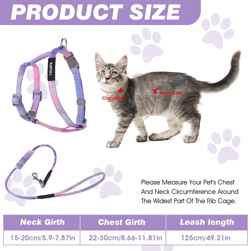 Cat Harness and Leash for Walking Escape Proof Adjustable Soft Harnesses and Leash Set Easy to Wear Kitten Harness for Travel Training and Walking(Gradient Purple) Gradient Purple - PawsPlanet Australia