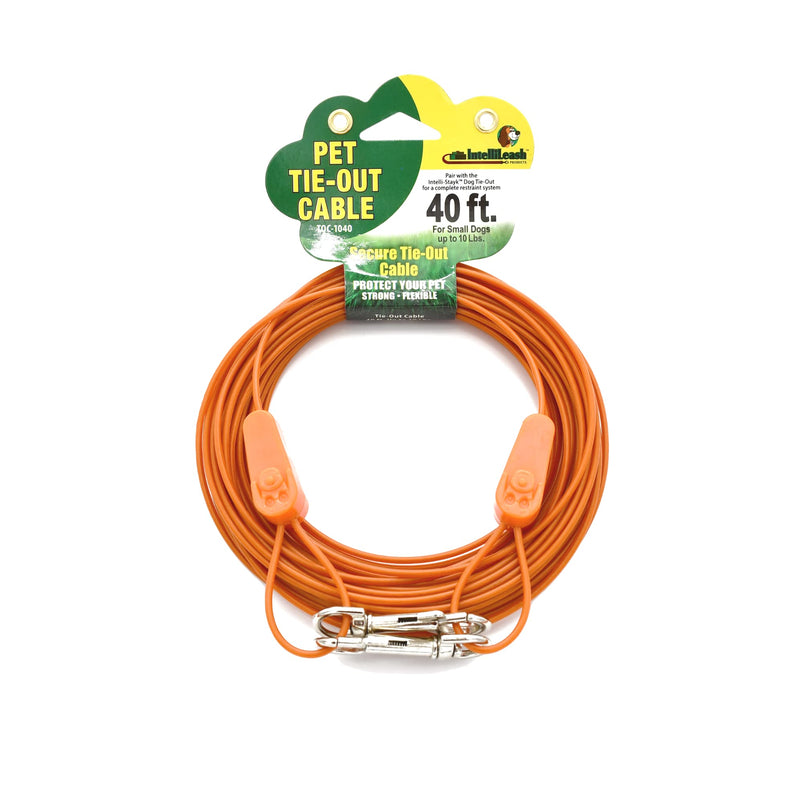 40FT Tie-Out Cables for Dogs - Strong, Safe, and Durable Dog Tie-Outs for Small Dogs up to 10 Pounds - Weather and Wear Resistant Galvanized Aircraft Cable for Outside Use 10 lb / 40 ft