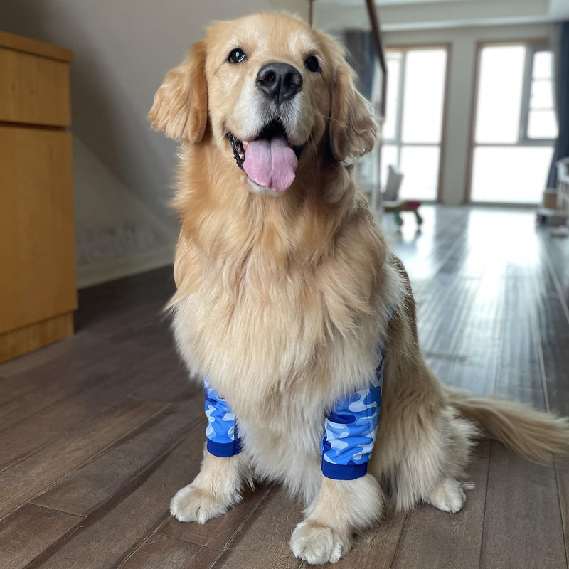 Dog Surgery Recovery Sleeve for Front Legs, Pet Prevent Licking Wound Elbow Brace Protector Dogs Hip Joint Protector Recovery Sleeves (Blue Camouflage, XXL) Blue Camouflage