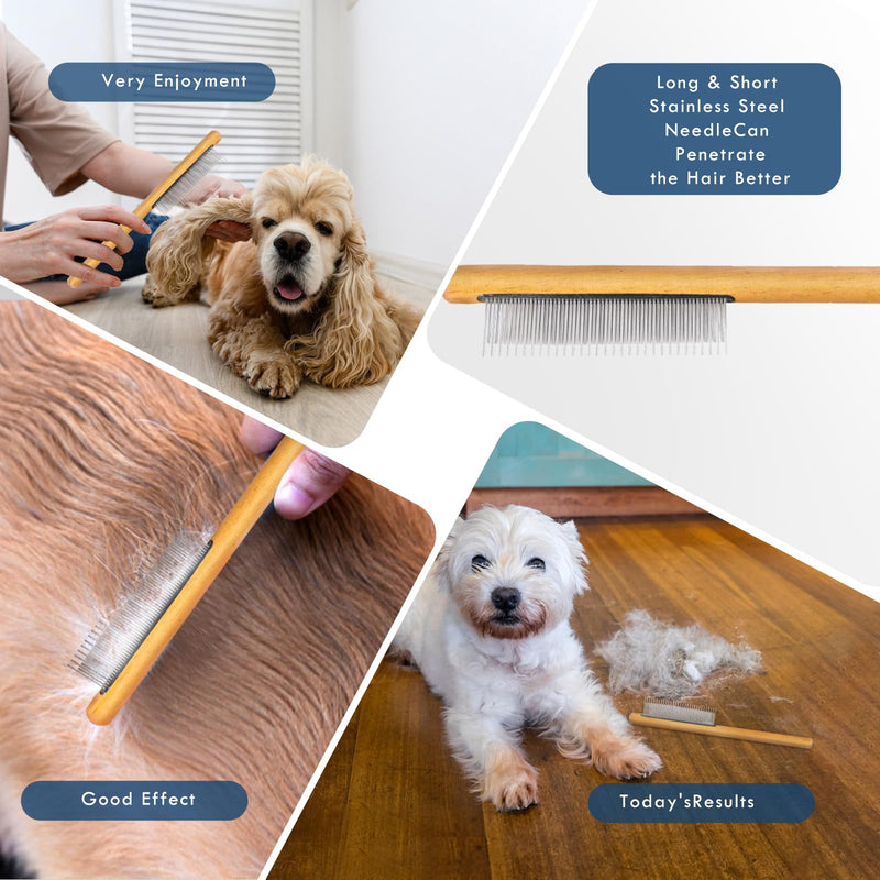 Dog Slicker Brush for Medium or Long Haired Dogs, Long Pin Slicker Brush for Removes Loose Hair, Tangles and Knots, Best Grooming Tools for Small Animals, Large, Free Pet Comb, Blue - PawsPlanet Australia