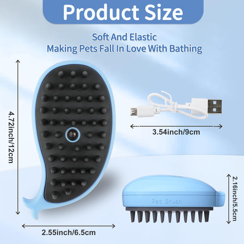 KALAMANDA Cat Steam Brush, 3 in 1 Cat Steamy Brush, Silicone Massage Grooming Brush, Pet Hair Self Cleaning Brush Comb for Cats Dogs(Blue/Pink Whale) - PawsPlanet Australia