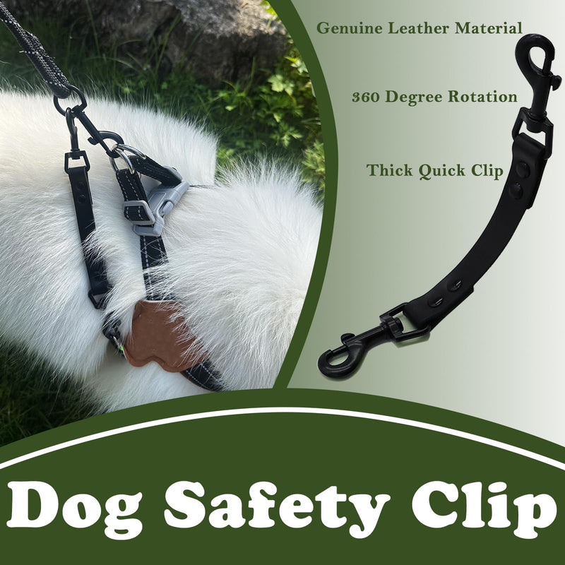 Dog Safety Clip for Prong Collar, Waterproof Leash Backup Clip Connector, Dual Clasps Rotating Buckle for Pinch Collar (2 Pcs) 2 Pcs Leash Black